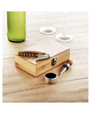 Set de vinho em caixa de Bambu
